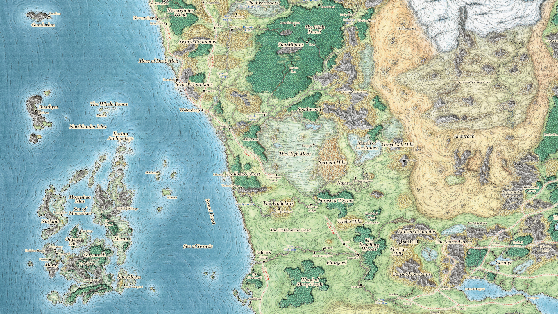 Mapa Forgotten Realms z D&D
