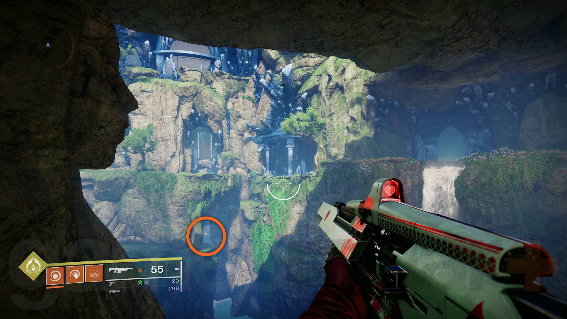 Collezionabile di Destiny 2 Le visioni del viaggiatore nella grotta della cascata della Rifrazione