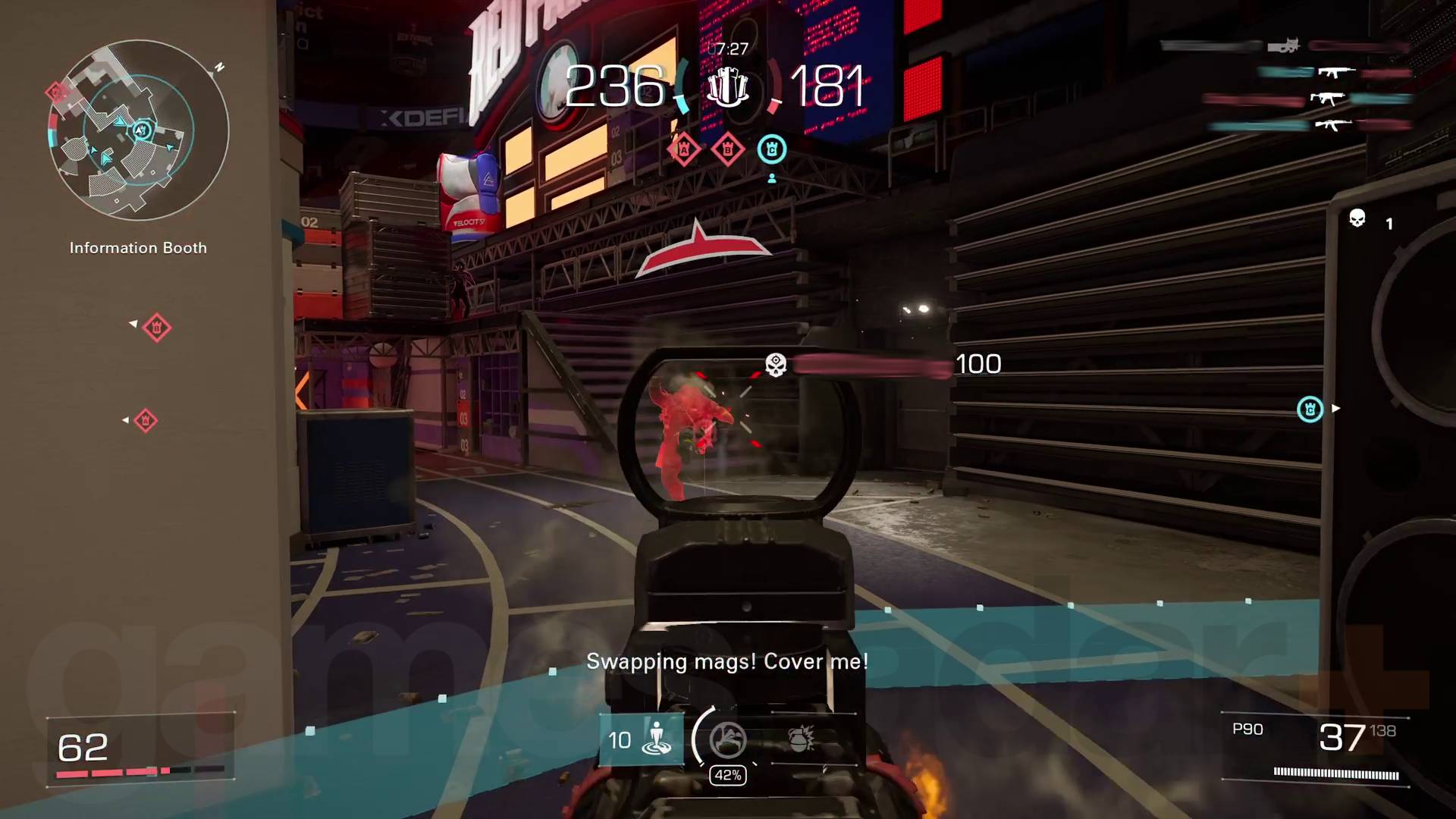XDefiant-vapen P90 SMG dödar fiendens spelare