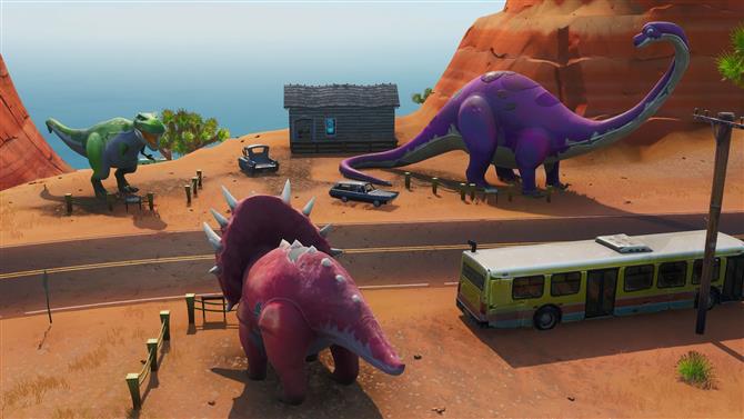 na vtorom etape vas poprosyat potancevat mezhdu tremya dinozavrami opyat zhe eto dovolno prosto esli vy uzhe byli v biome v pustyne tak chto napravlyajtes - ou sont les trois dinosaure dans fortnite