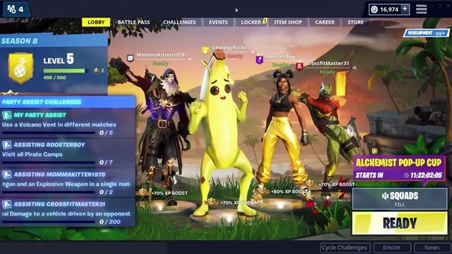 Mit der Fortnite Party Assist-Funktion können Ihre Freunde Sie bei den Herausforderungen der 8. Staffel unterstützen