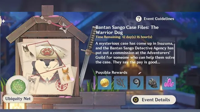 Genshin Impact Bantan Sango Case Files és a Warrior Dog esemény