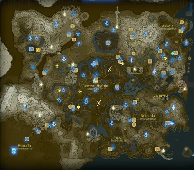 A Hyrule teljes térképe a királyság Zelda könnyeiben
