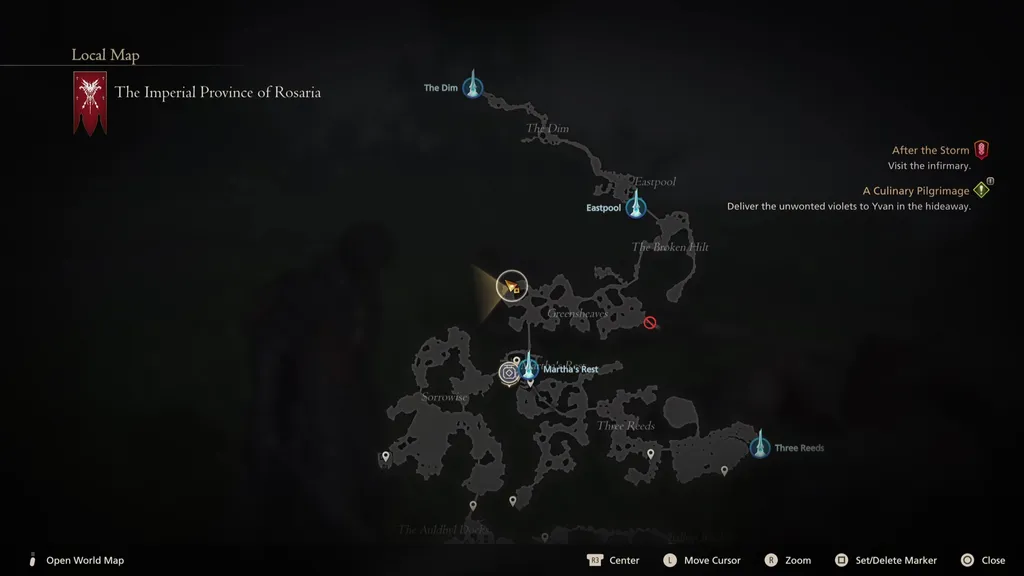 Kartplassering av Sekhret jaktbrettmål i Final Fantasy 16