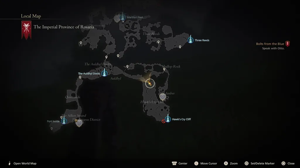 Kartplassering av Muddy Murder jaktbrettmål i Final Fantasy 16