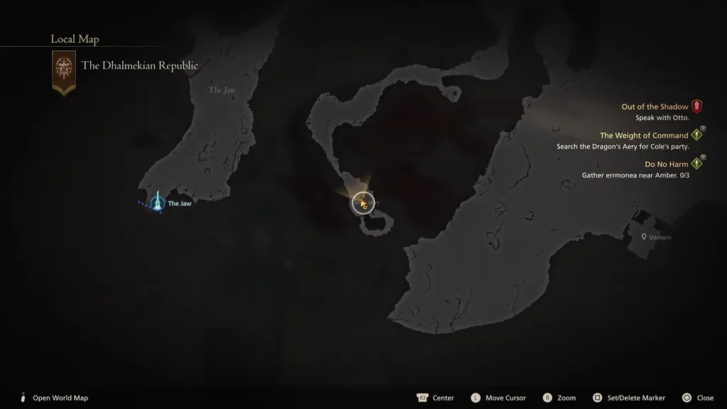 Kartplassering av Grimalkin jaktbrettmål i Final Fantasy 16