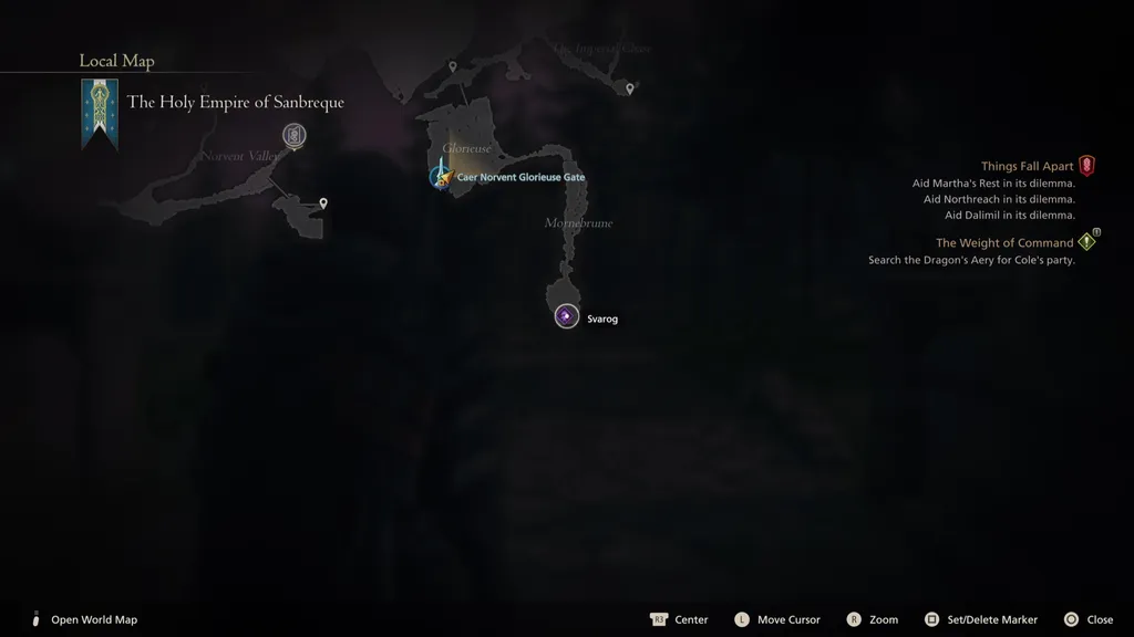 Kartplassering av Ruin Reawakened jaktbrettmål i Final Fantasy 16