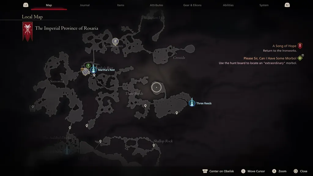 Kartplassering av målet for jaktbrettet Carrot i Final Fantasy 16