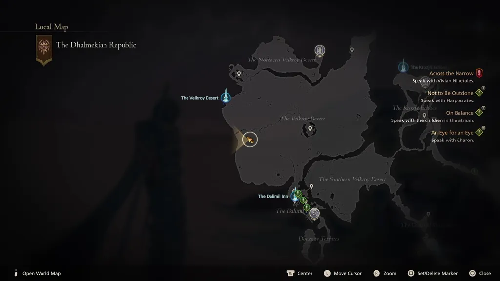 Kartplassering av Tricephalic Terror jaktbrettmål i Final Fantasy 16