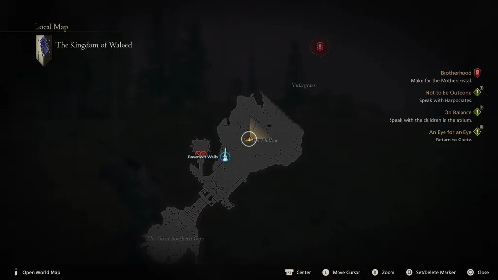 Kartplassering av Bygul jaktbrettmål i Final Fantasy 16