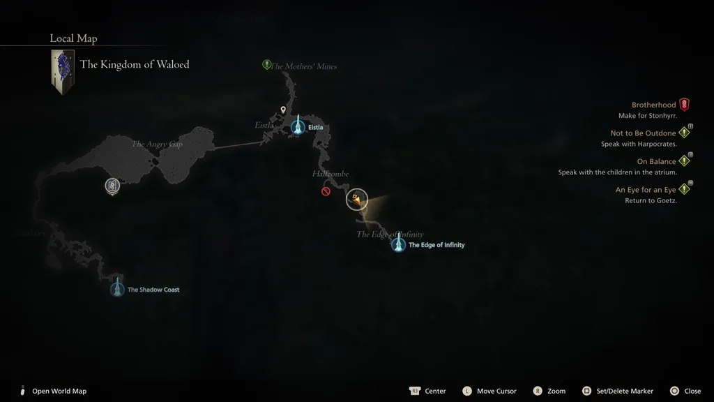 Kartplassering av Agni jaktbrettmål i Final Fantasy 16