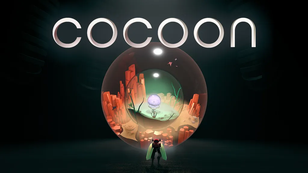 Cocoon Key Art mit einem rätselhaften Blick auf die Welten im Inneren