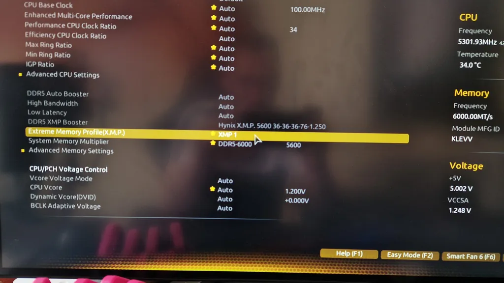 XMP-beállítás kiemelve egy Gigabye BIOS-ban