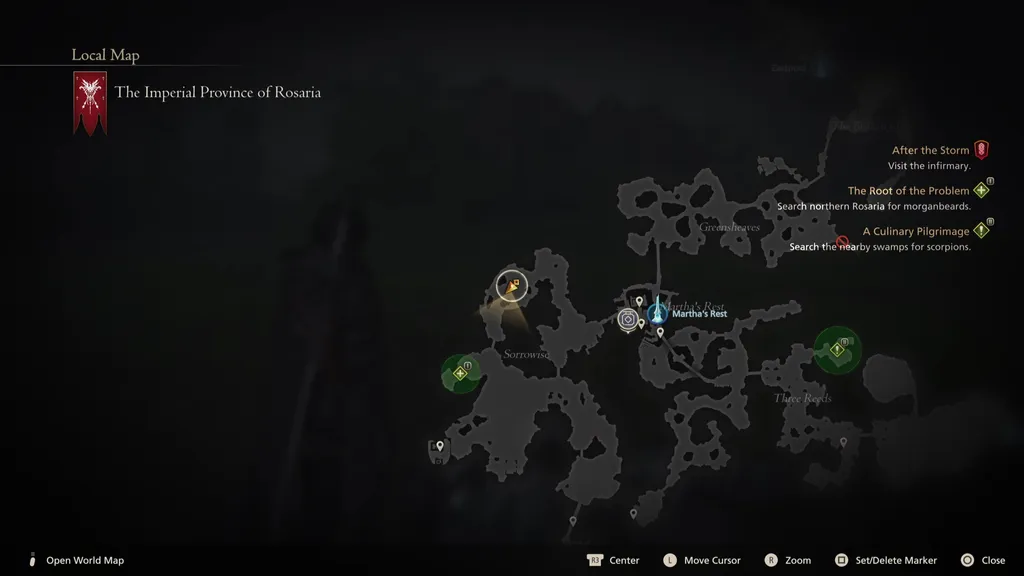 Severian hunt board célpontjának helye a térképen a Final Fantasy 16-ban