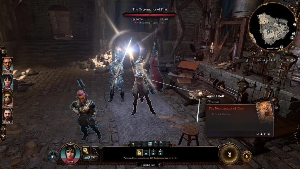 Shadowheart kaster Guiding Bolt for å ødelegge Necromancy of Thay i Baldur&rsquo;s Gate 3.
