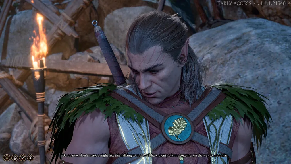 Halsin står alene på en fest i Baldur&rsquo;s Gate 3.