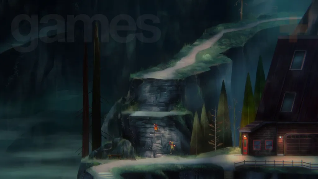 Oxenfree 2 Tapte signaler Riley og Jacob klatrer opp klippen ved siden av Jacobs hus.