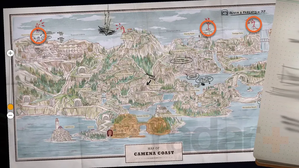 Oxenfree 2-kart som viser plasseringen av alle sendere