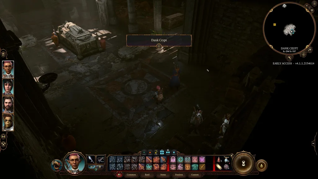 En gruppe går inn i Dank Crypt i Baldur&rsquo;s Gate 3.