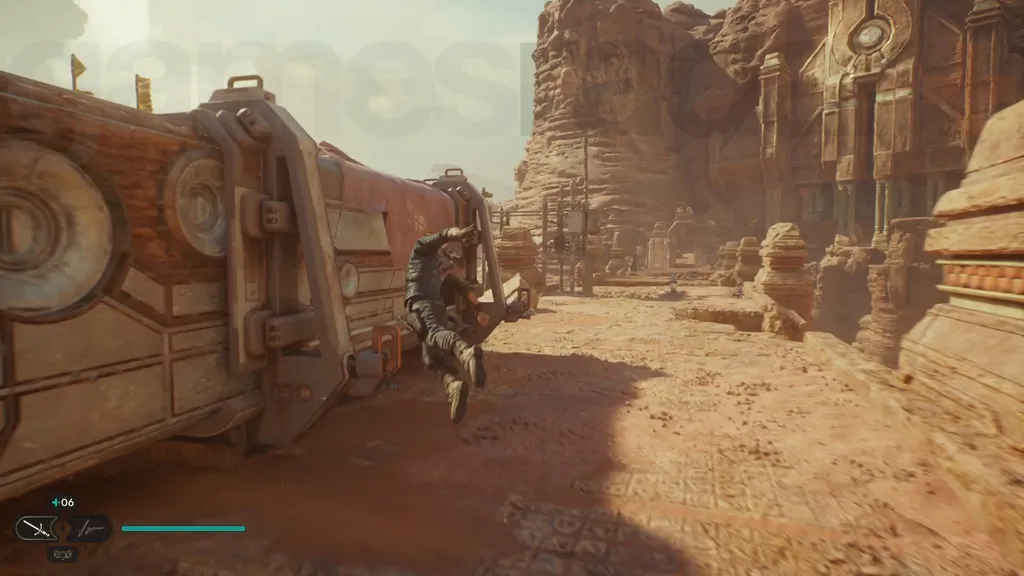 Star Wars Jedi Survivor Jedha walkthrough Cal suser over en gammel steinbro