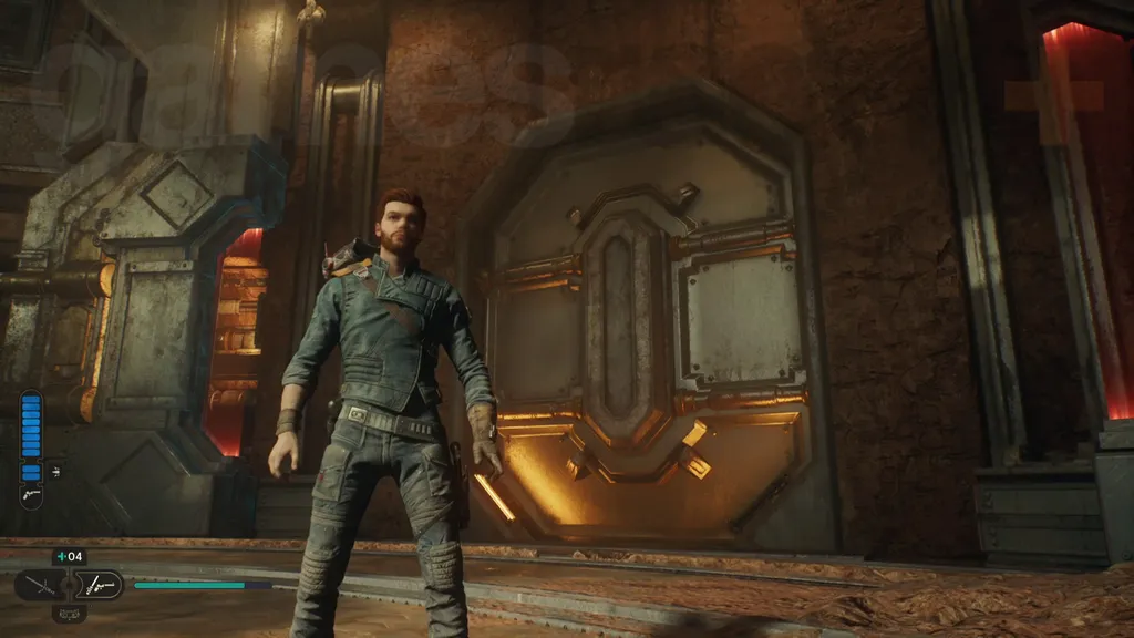 Star Wars Jedi Survivor Jedha gjennomgang dørpuslespill med låst dør