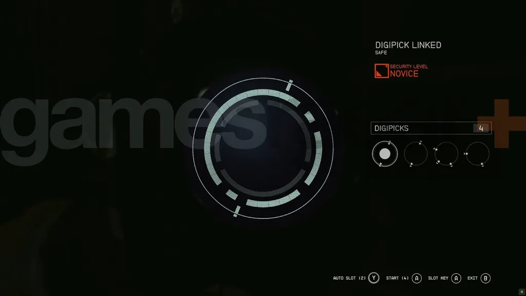 Starfield Lockpicking ved hjelp av en digipick