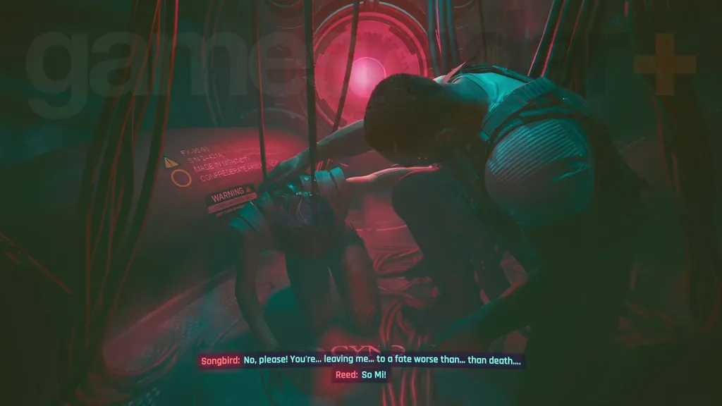 Cyberpunk 2077 Phantom Liberty avslutninger skånet Songbird med Reed