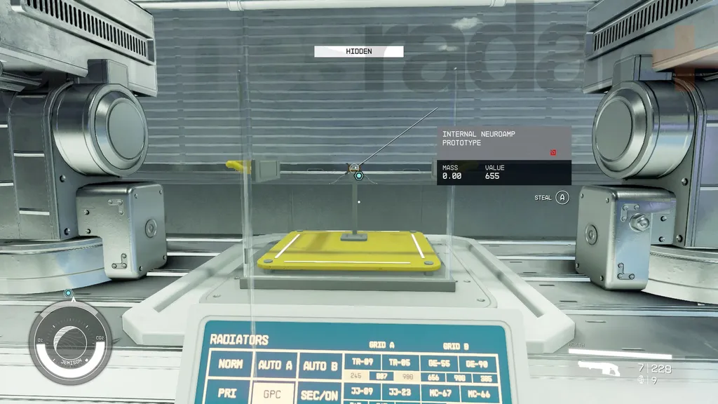 Stjele prototypen av nevroamp under Starfield-sabotasjeoppdraget.