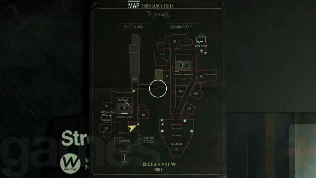 The Oceanview Hotel-kartet i Alan Wake 2