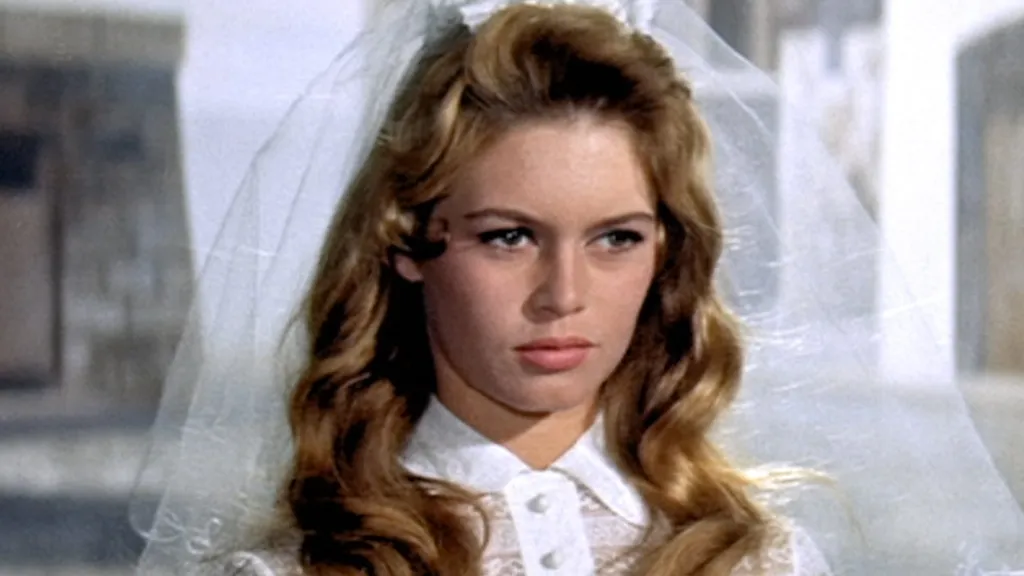 Brigitte Bardot menyasszonyi ruhában az And God Created Woman című filmben.