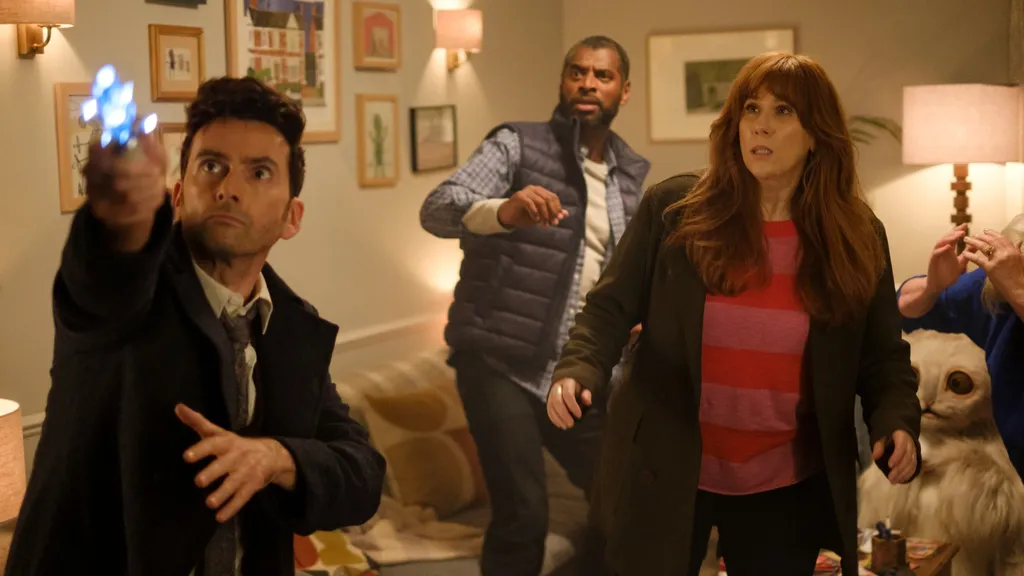 David Tennant, Karl Collins, und Catherine Tate in Doctor Who