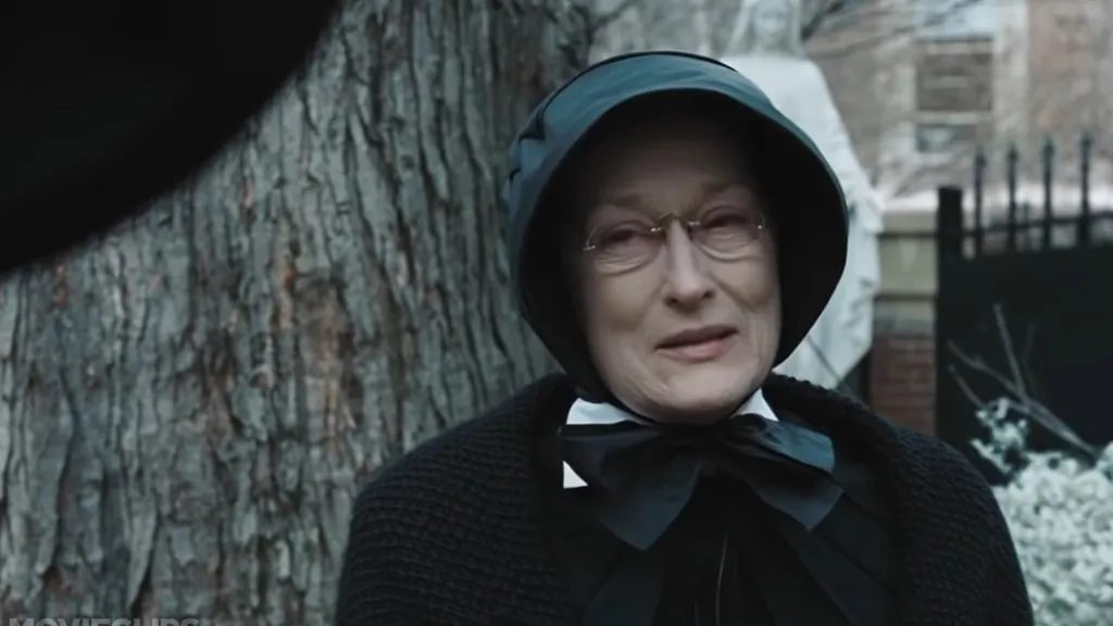 Meryl Streep katolikus apácaként sír egy fa alatt a Doubt című filmben.
