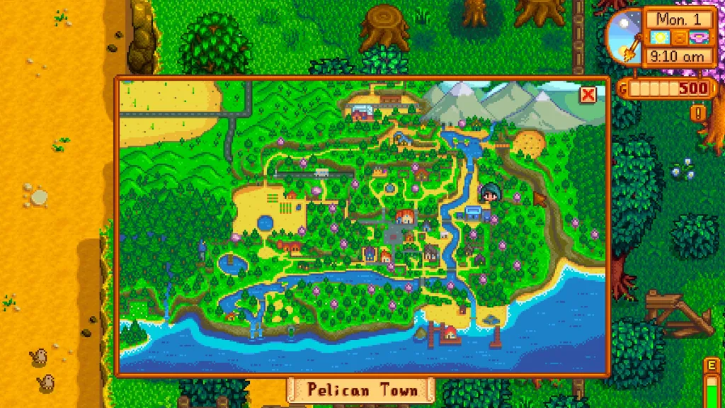 Stardew Valley könyvkereskedő térképe