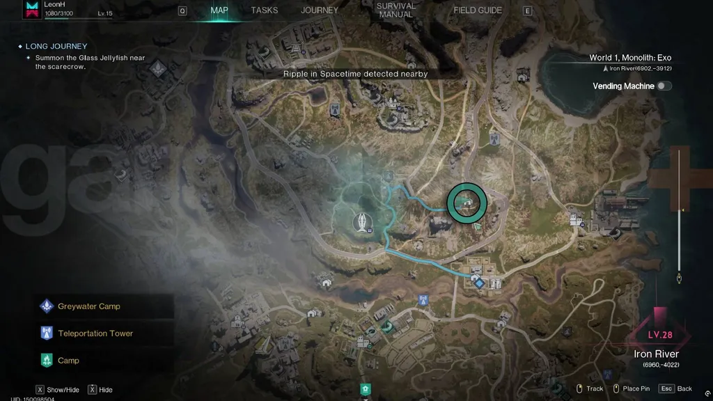 Den lange reisens vindkraftgenerator lokasjonskart