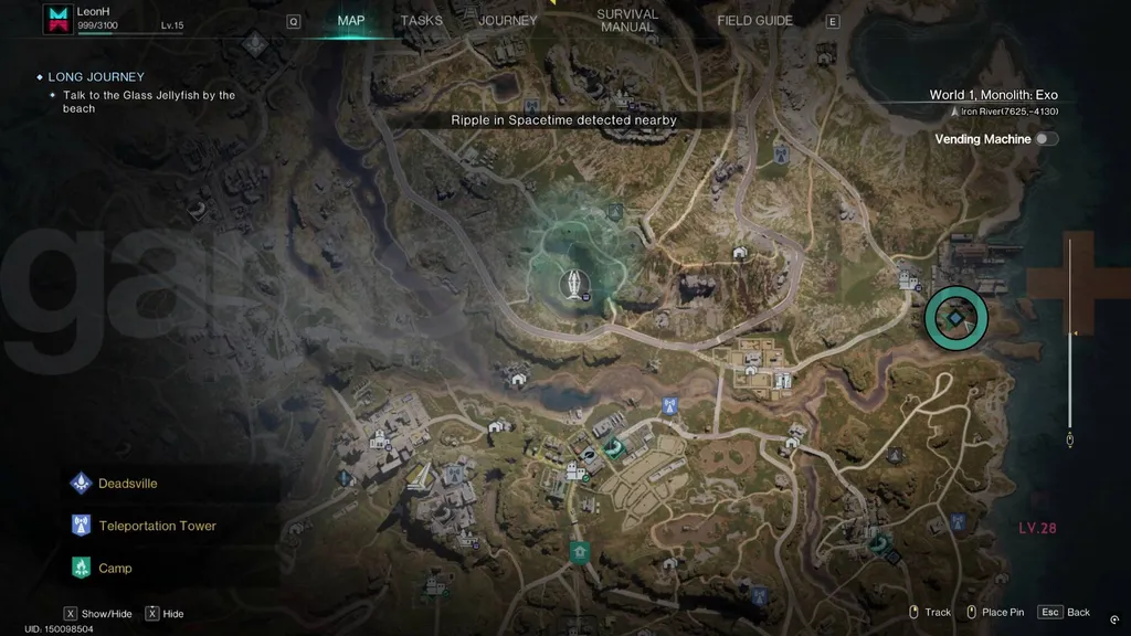 Once Human Long Journey-glassmanetens lokasjonskart