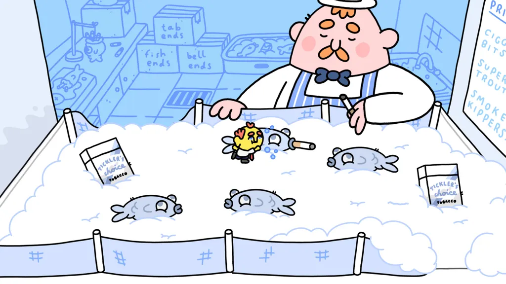 Putter sigaretter i fiskemunnene i Thank Goodness You&rsquo;re Here