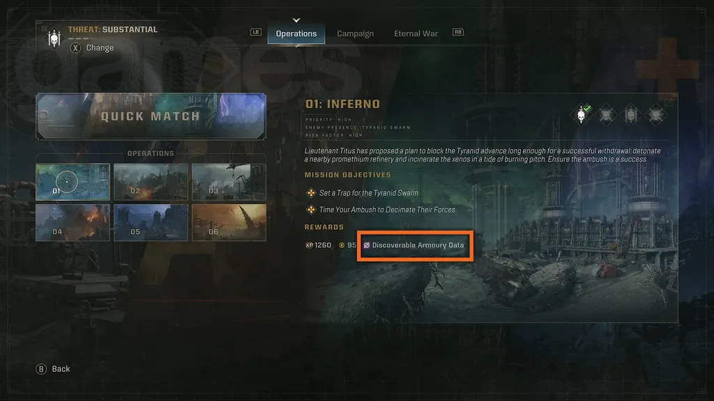 Space Marine 2 Armory Data som kan oppdages i operasjoner