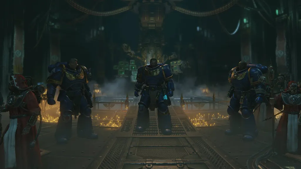 Space Marine 2 Titus, Chairon og Gadriel i rustningsrommet