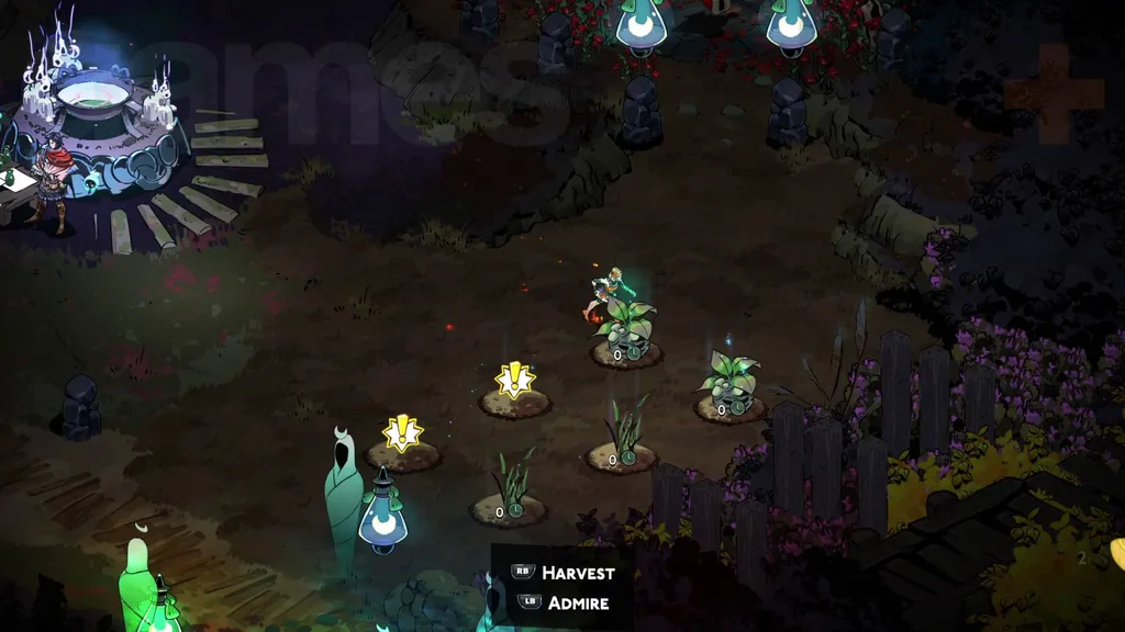 Hades 2 Mandrakes og røtter som vokser i jordflekker i veikrysset