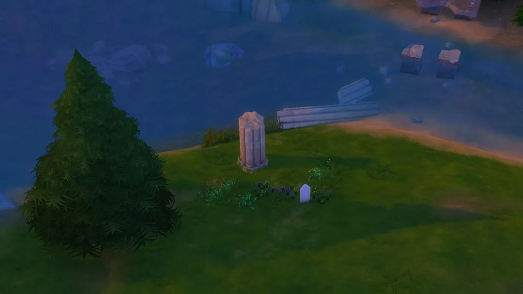 La tumba de Ann se ve en una isla en Los Sims 4