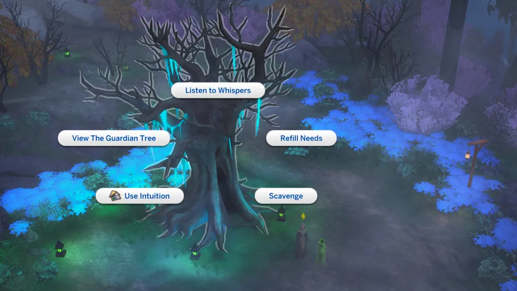 El menú de interacción del Árbol Guardián en Los Sims 4